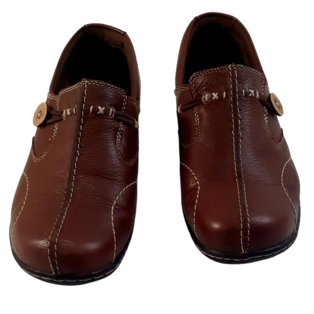 Clarks Bendables Sixty Delta Loafer Womens Brown Leather Slip On Shoes Sz 8.5 M - Picture 5 of 5
